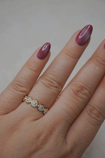 Bague dorée trèfles strass