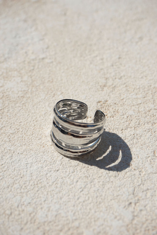 Bague effet triple argentée