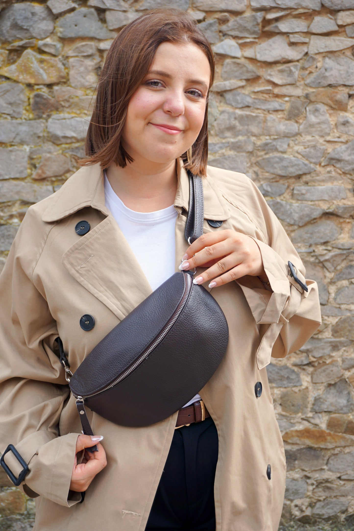 Sac Banane marron chocolat en cuir