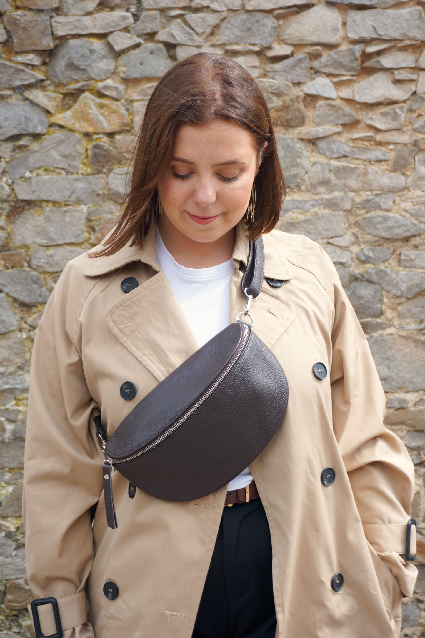 Sac Banane marron chocolat en cuir