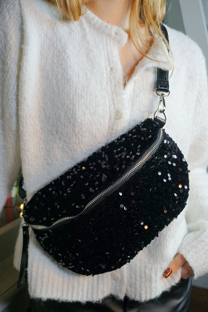 Sac Banane à sequins noirs