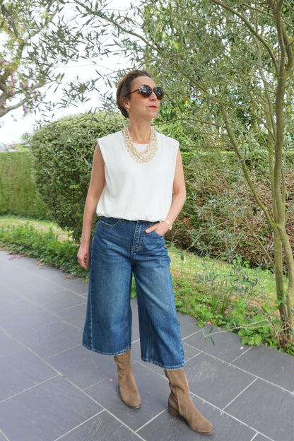 Bermuda jean bleu barrel