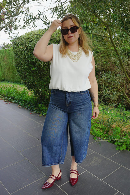 Bermuda jean bleu barrel