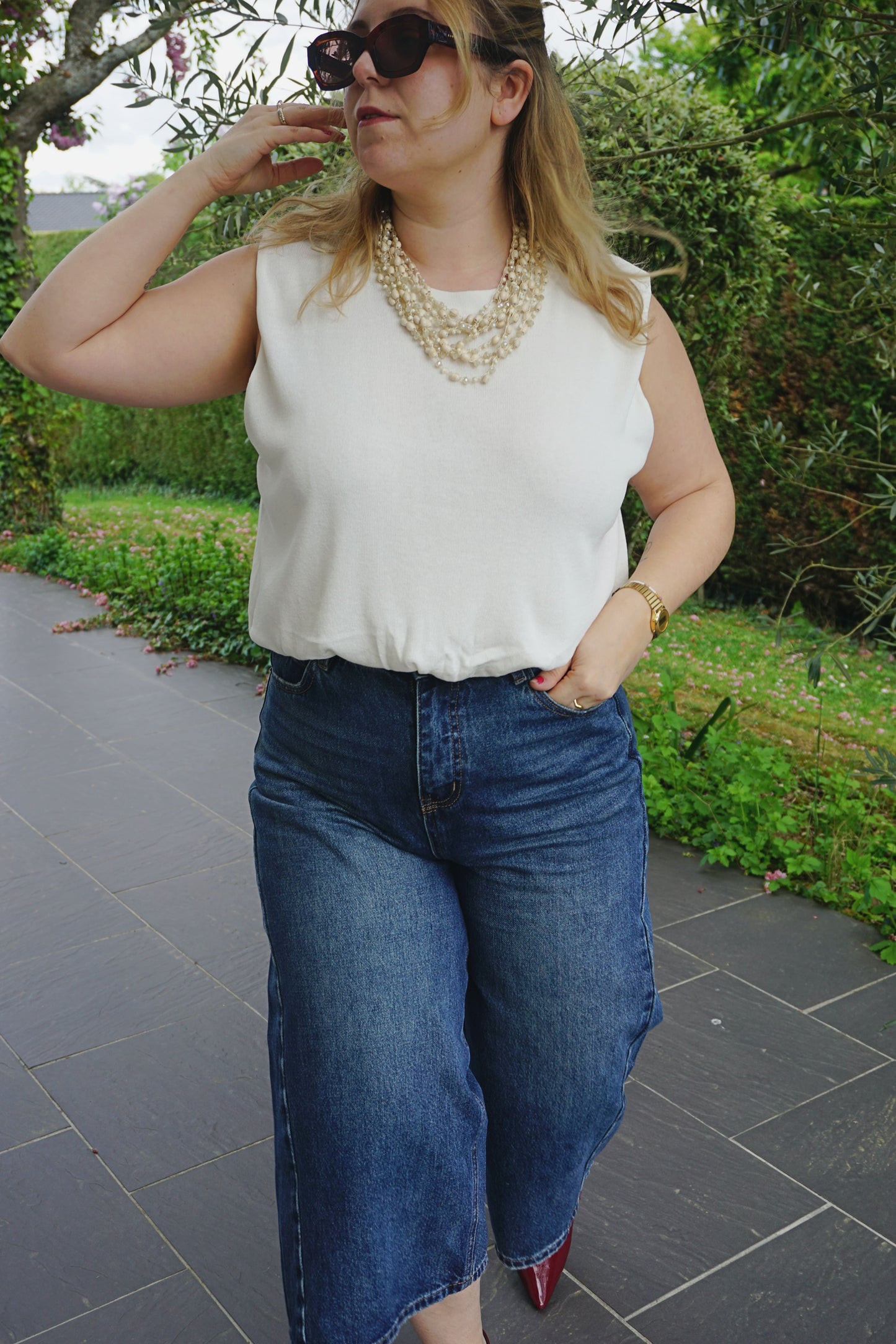 Bermuda jean bleu barrel