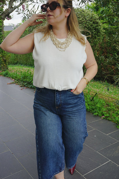 Bermuda jean bleu barrel