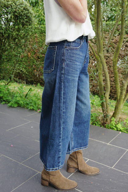 Bermuda jean bleu barrel