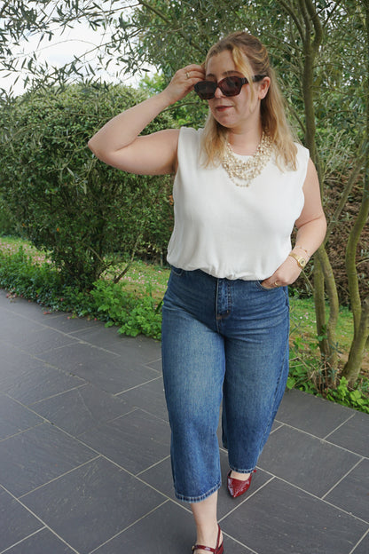 Bermuda jean bleu barrel