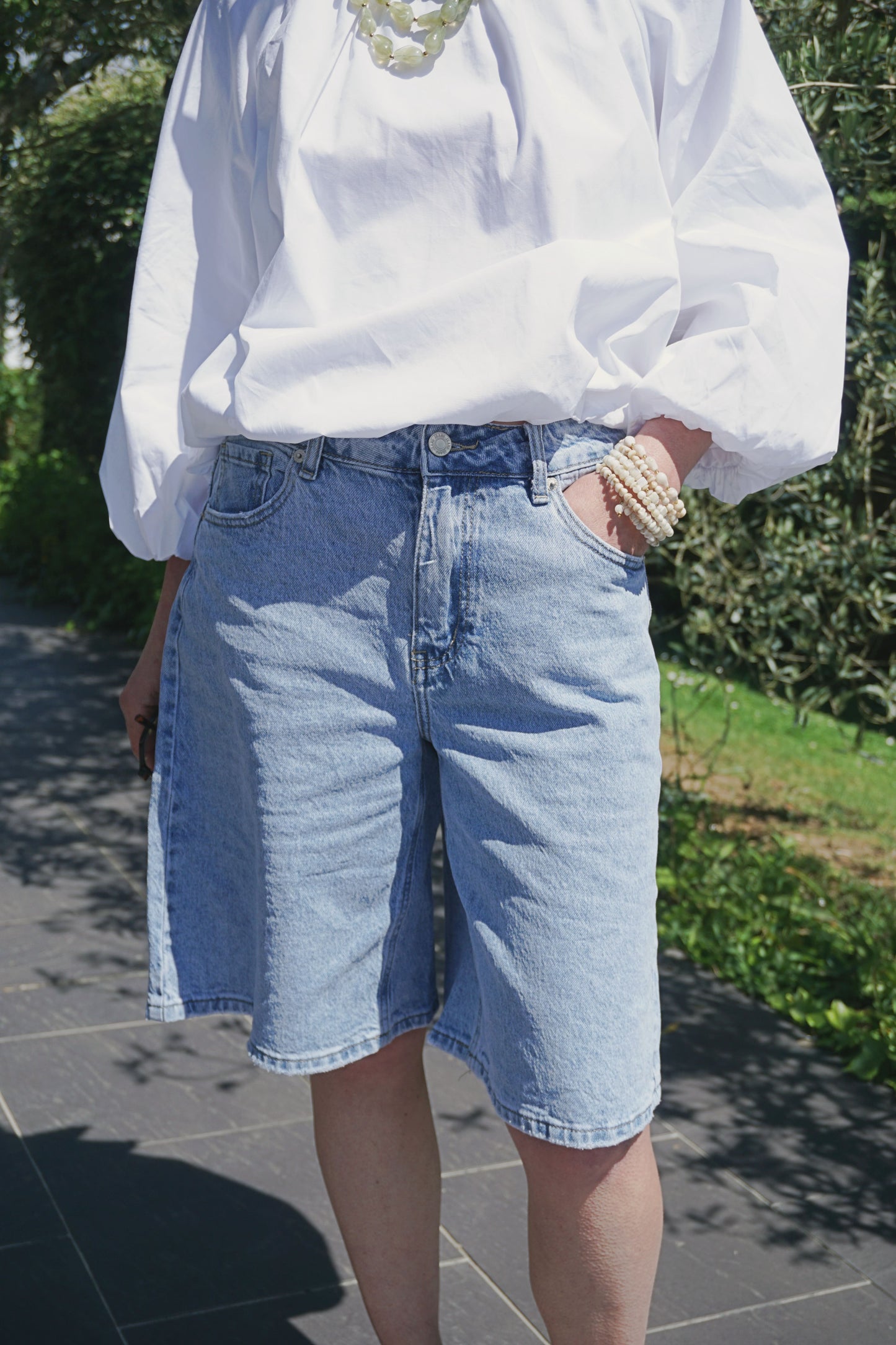Bermuda jean bleu clair