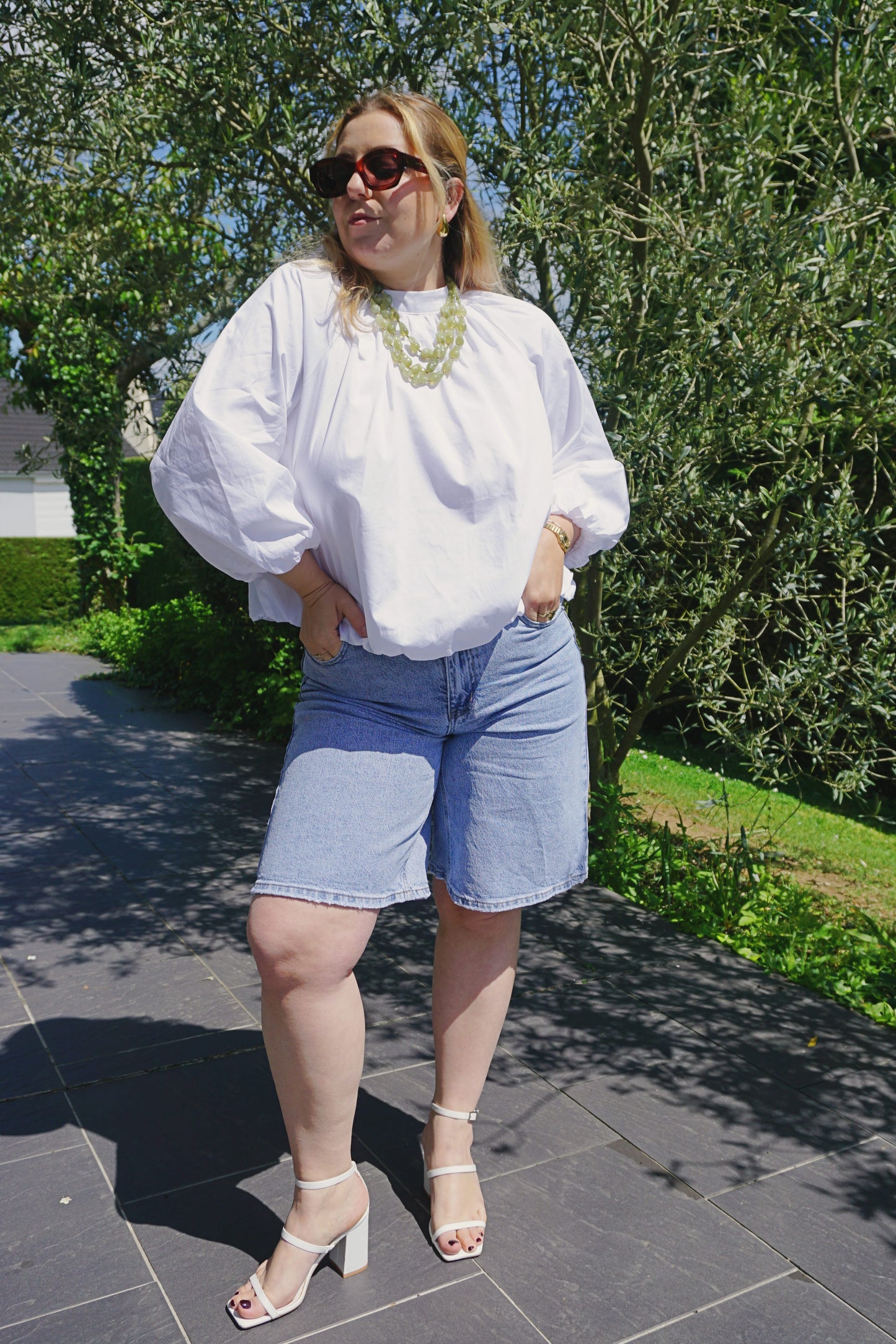 Bermuda jean bleu clair