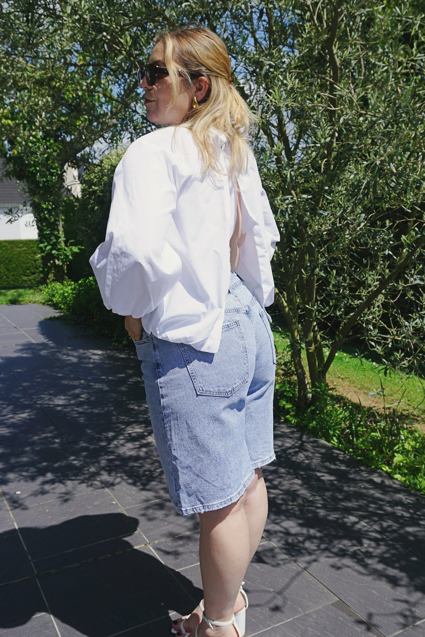 Bermuda jean bleu clair