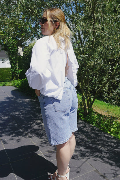 Bermuda jean bleu clair