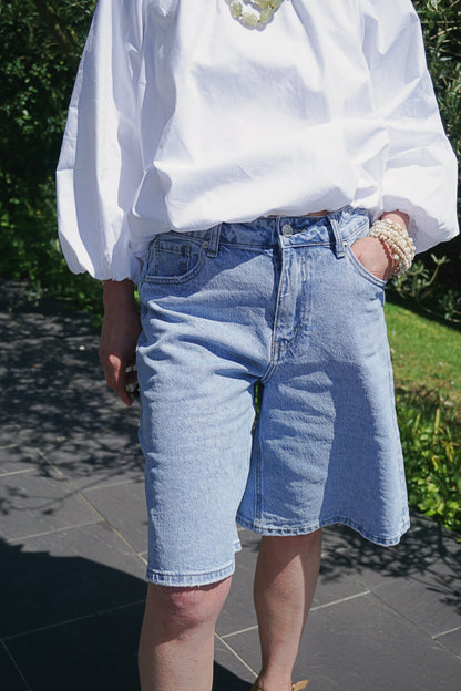 Bermuda jean bleu clair