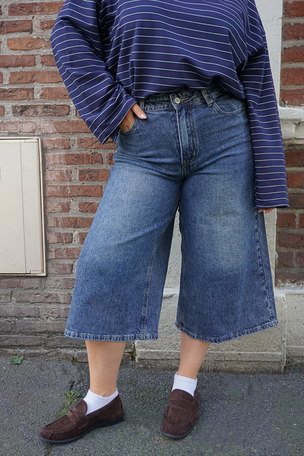 Bermuda jupe-culotte en jean