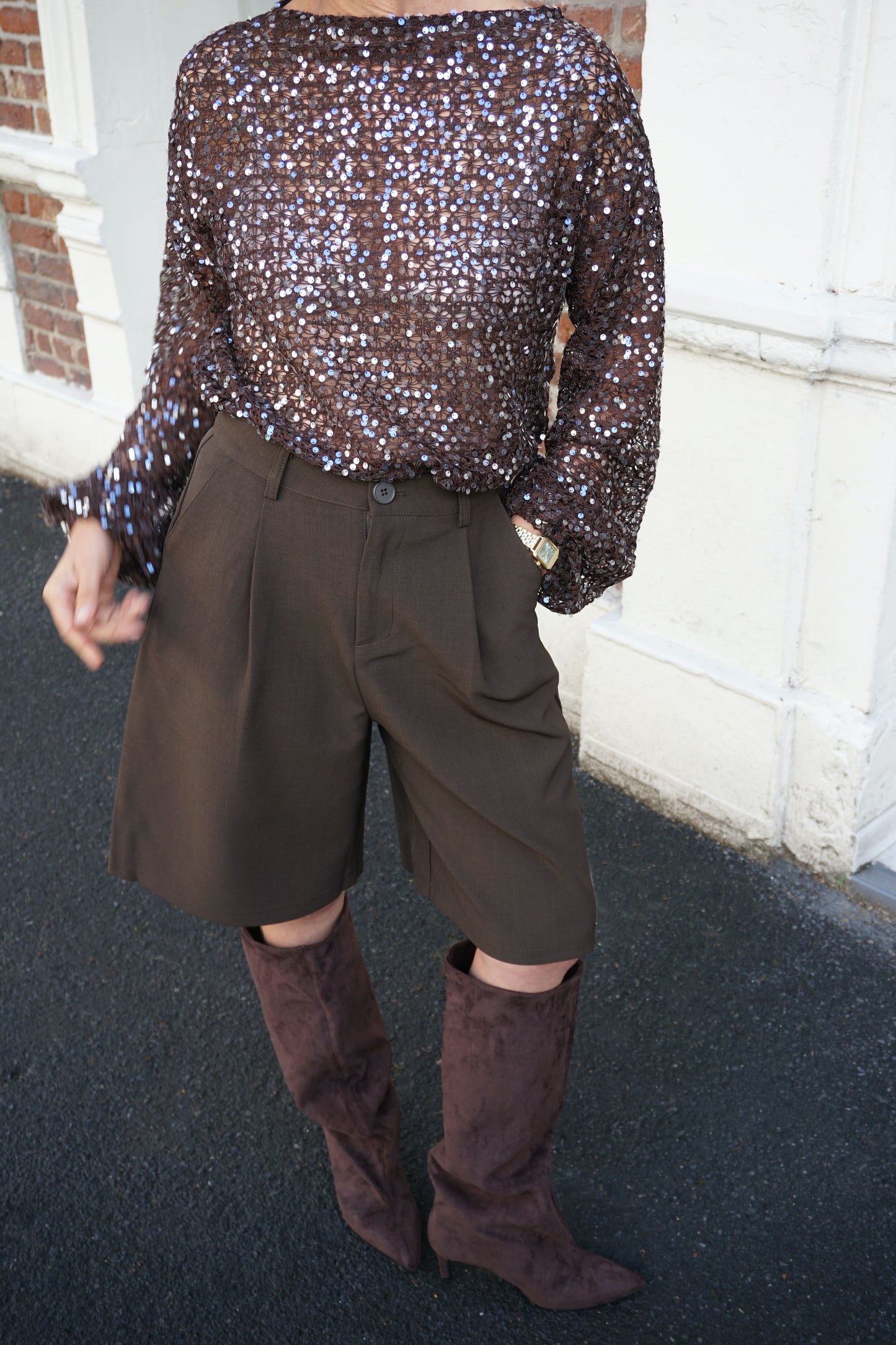 Bermuda marron tailleur