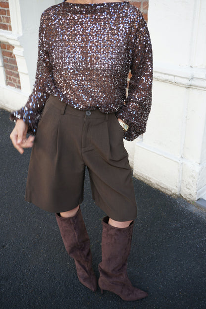 Bermuda marron tailleur