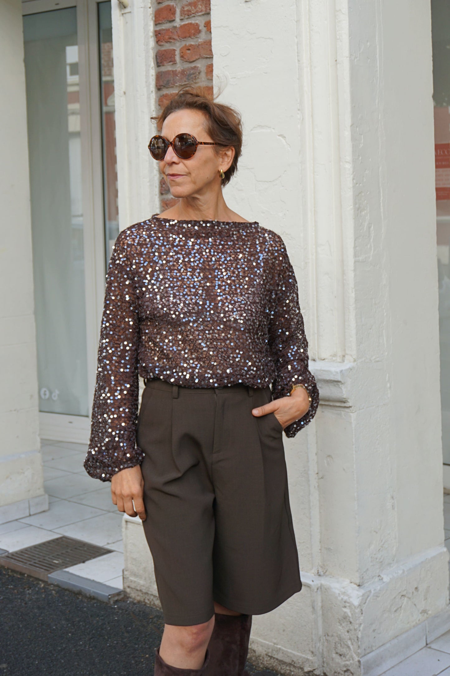 Bermuda marron tailleur