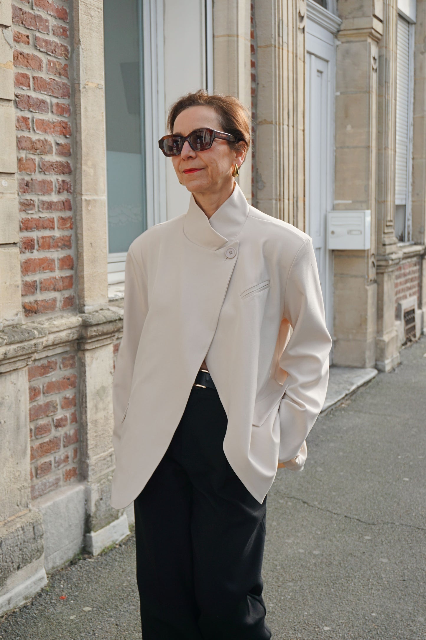 Blazer asymétrique crème