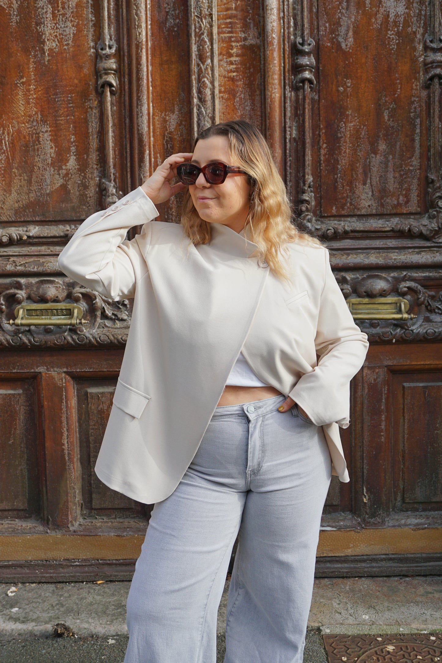 Blazer asymétrique crème