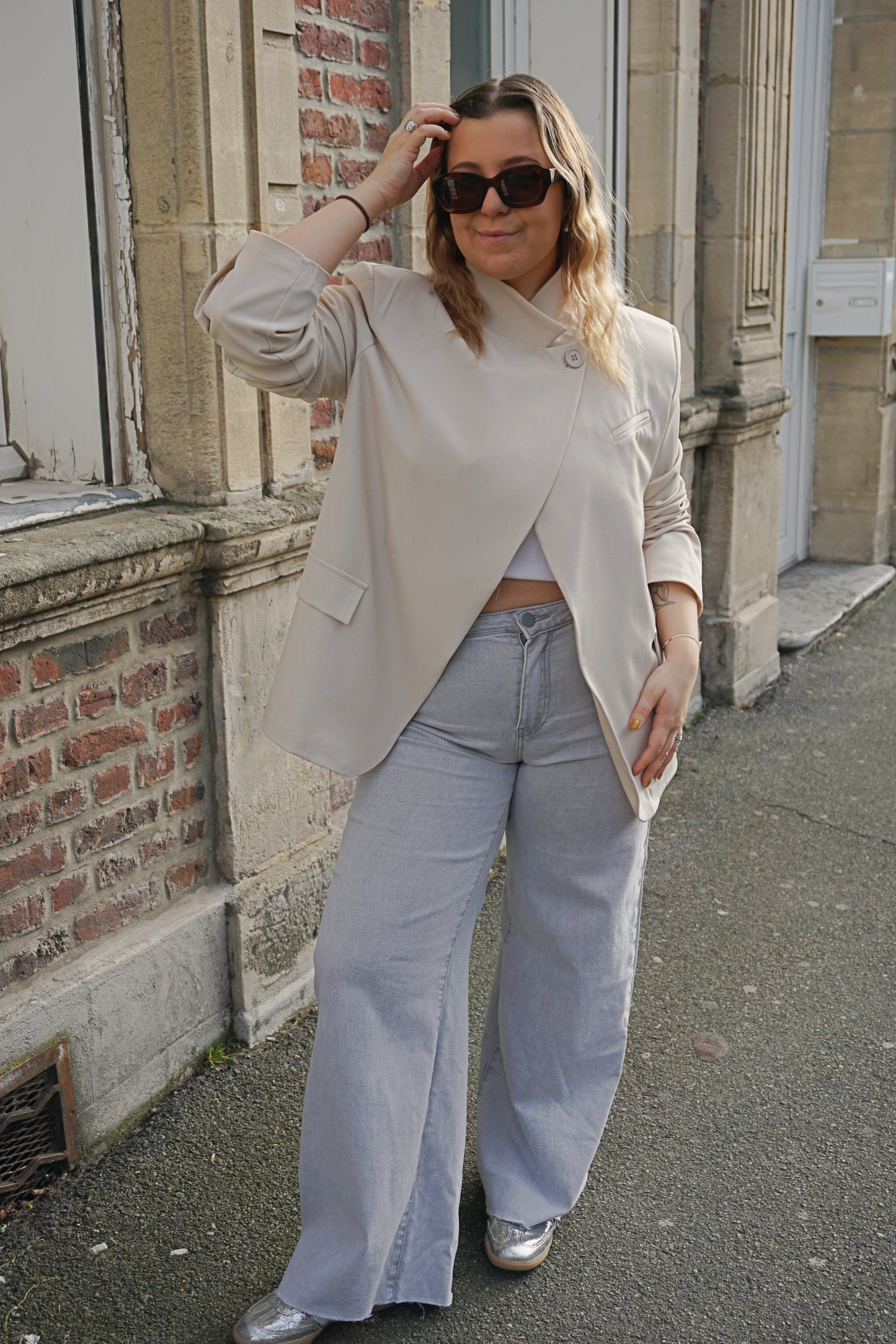 Blazer asymétrique crème