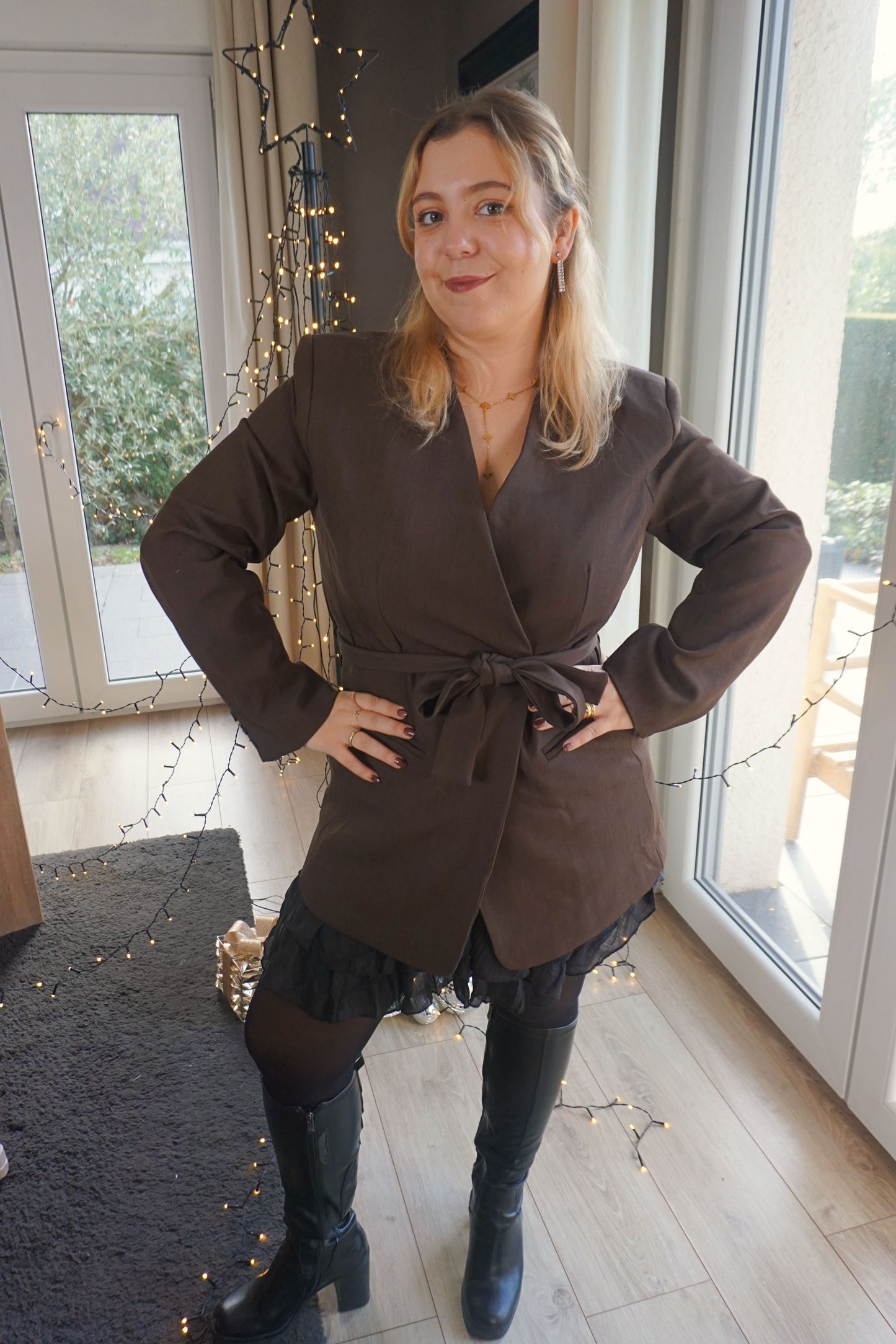 Blazer marron chocolat à nouer