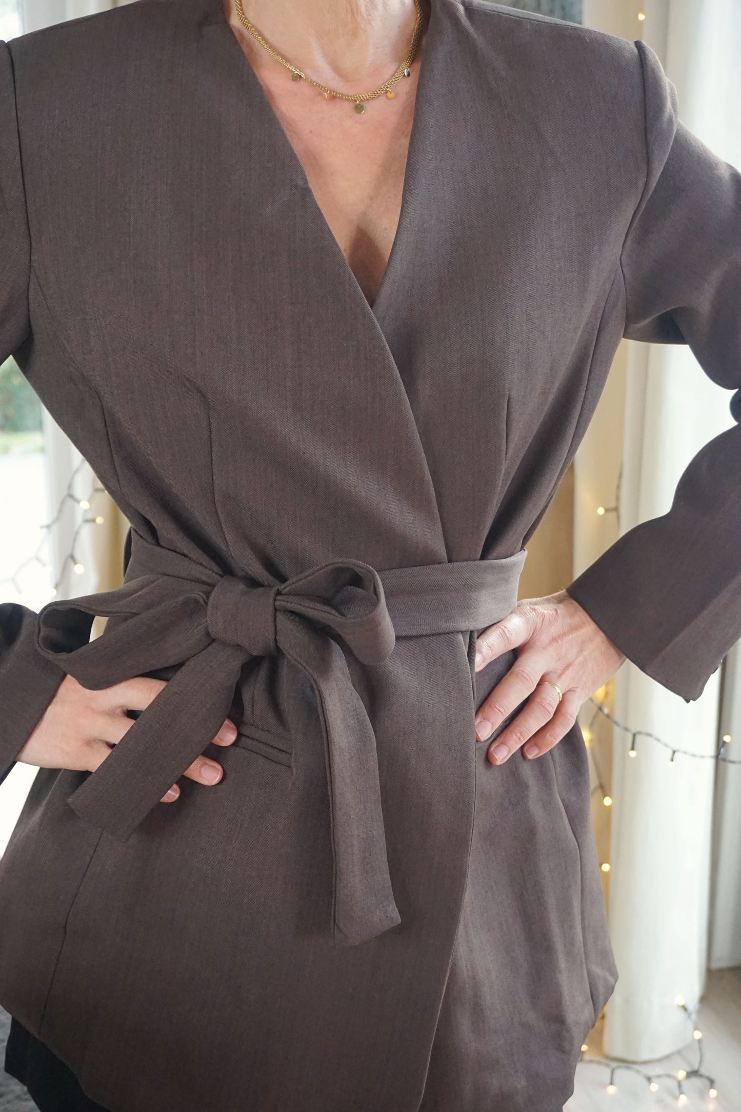 Blazer marron chocolat à nouer