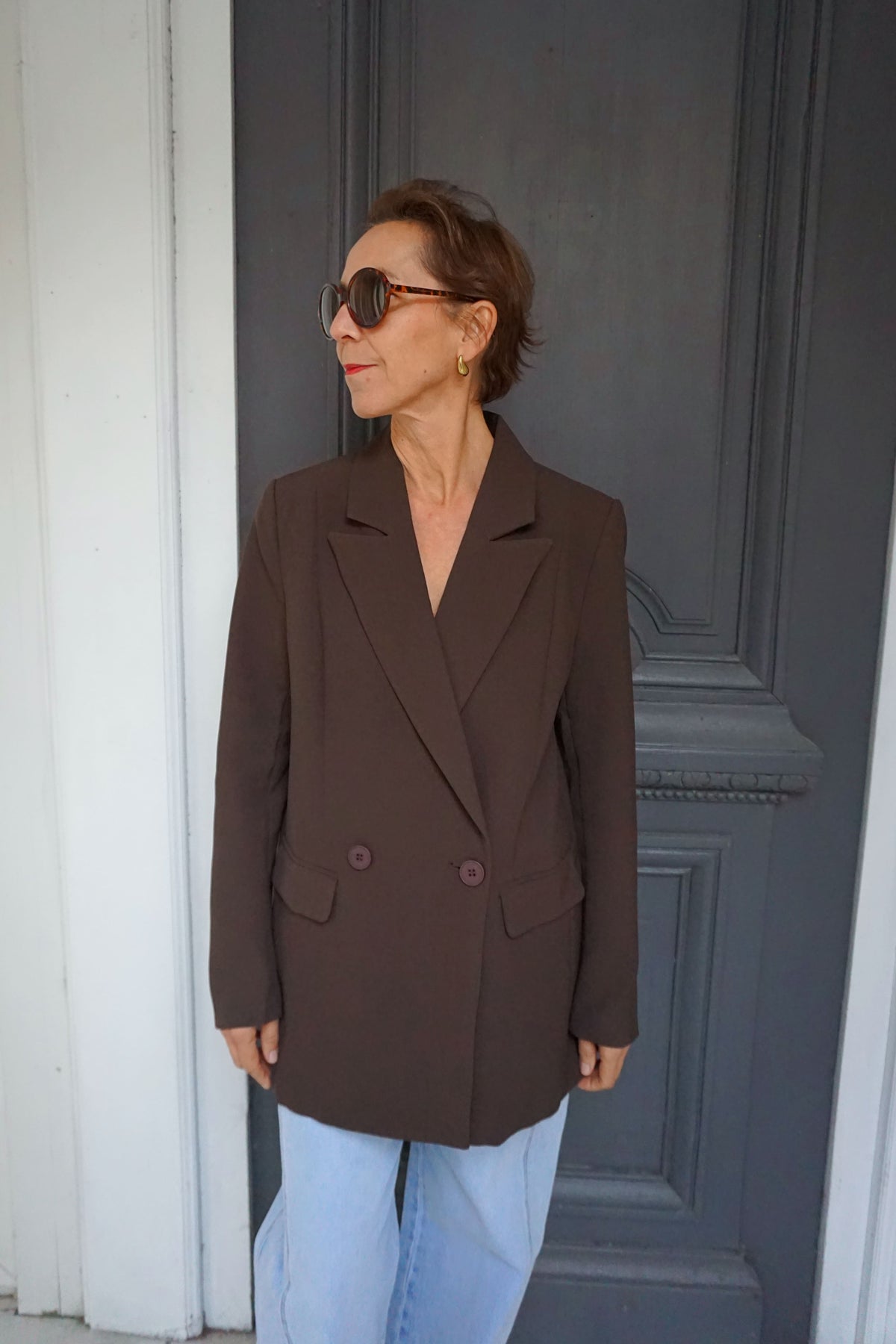 Blazer marron coupe droite
