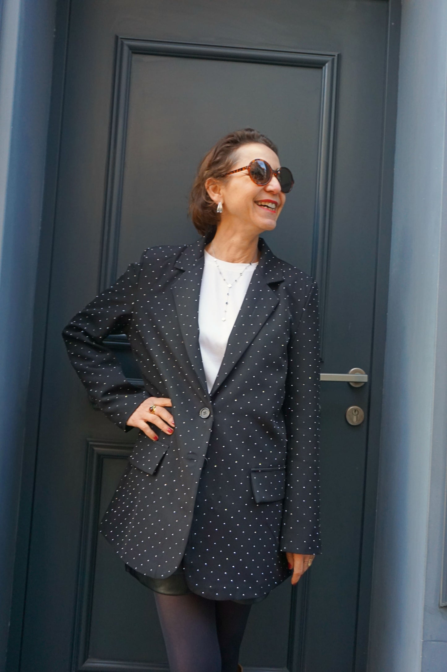 Blazer noir à strass