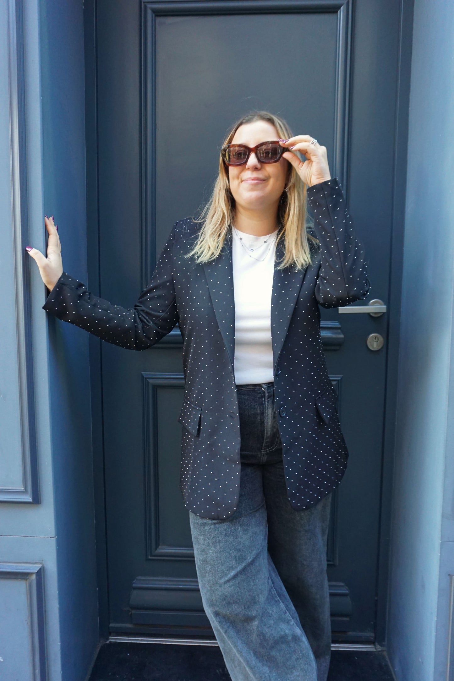 Blazer noir à strass