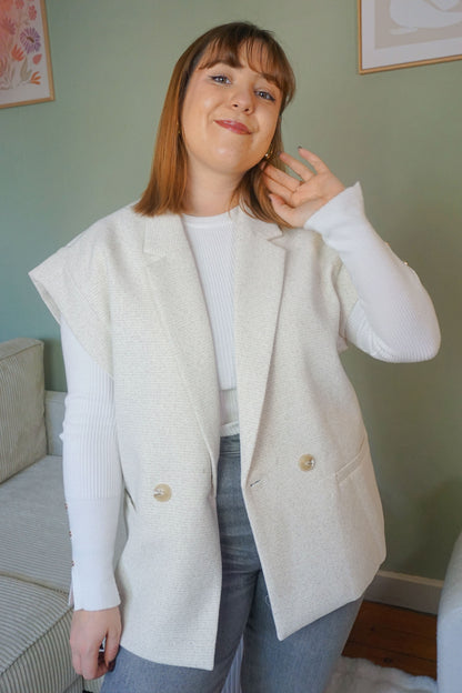 Blazer sans manches crème