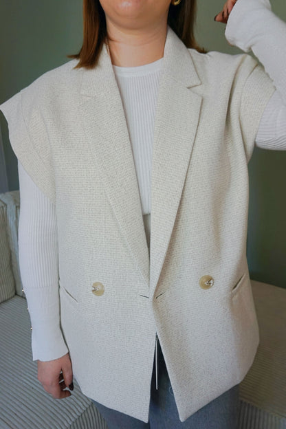 Blazer sans manches crème