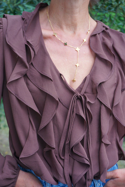Blouse à volants marron chocolat