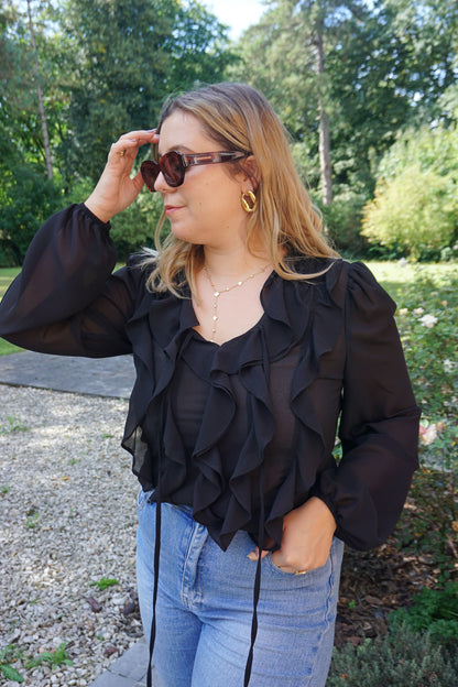 Blouse à volants noire