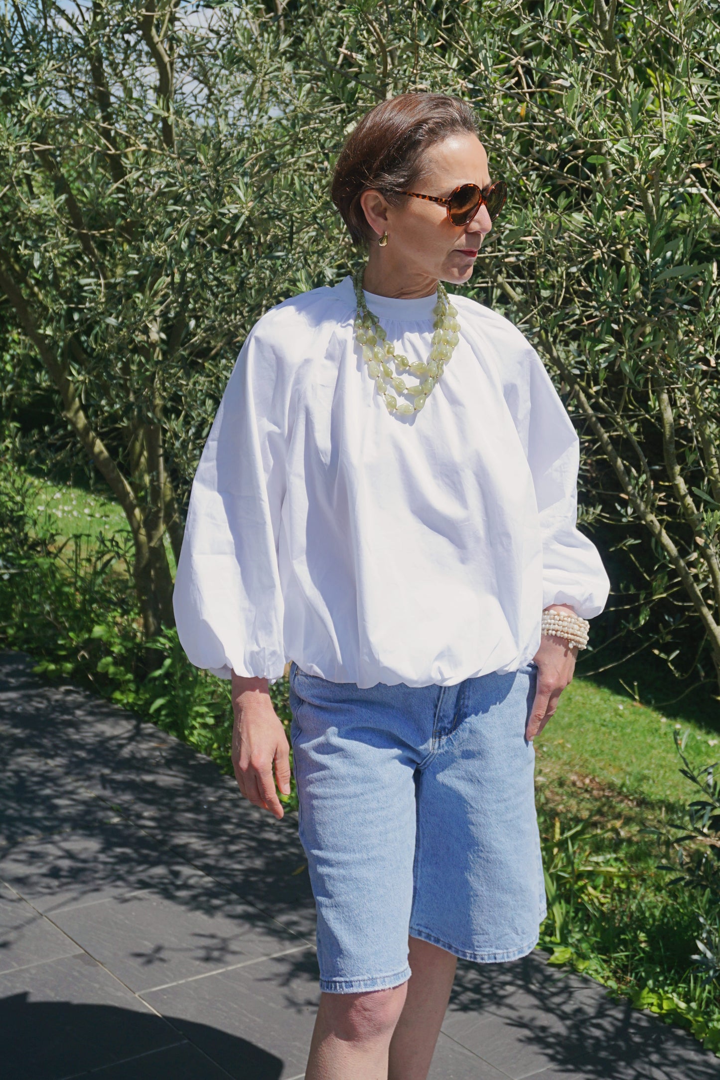 Blouse ballon blanche dos nu coton