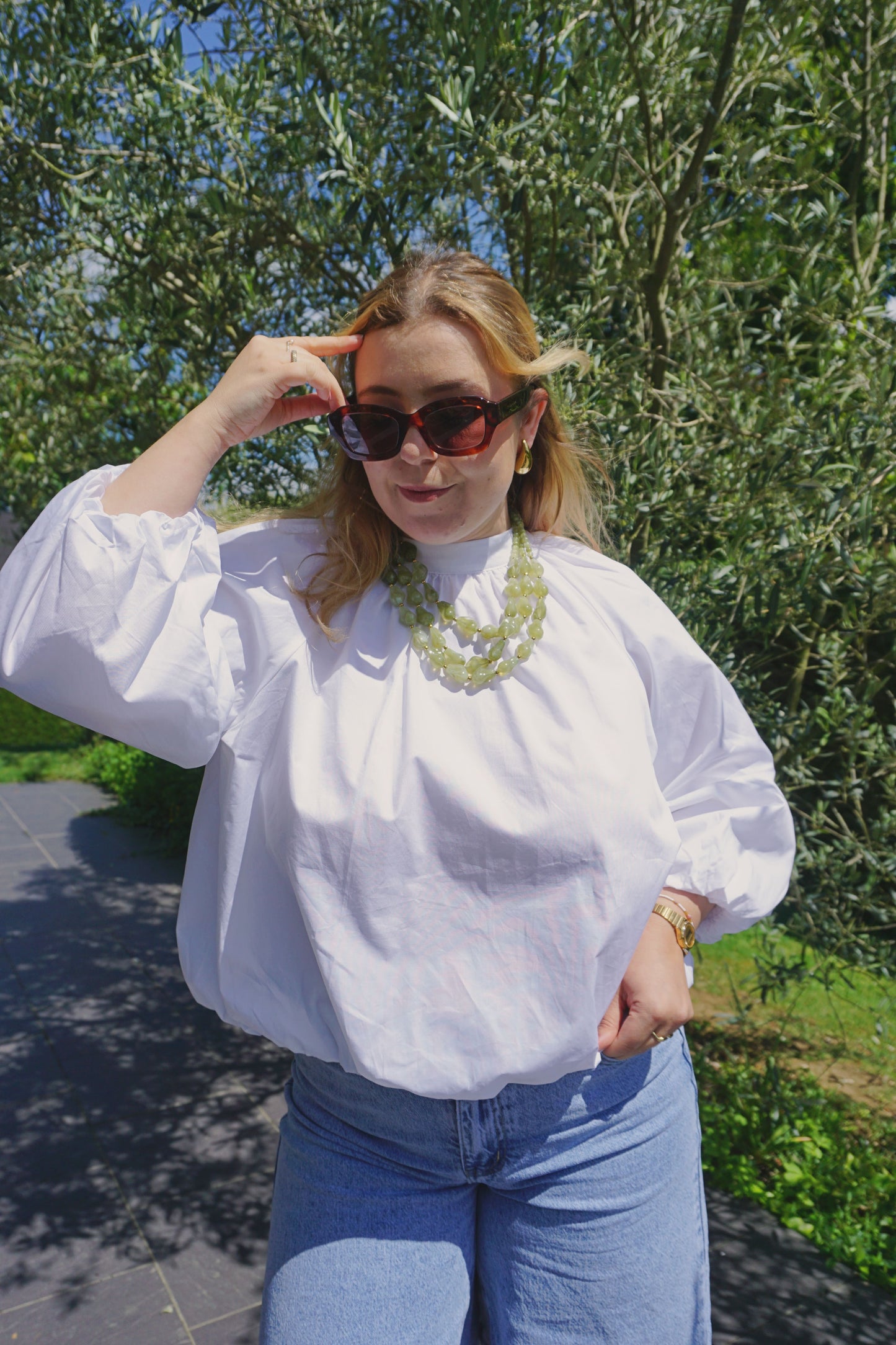 Blouse ballon blanche dos nu coton