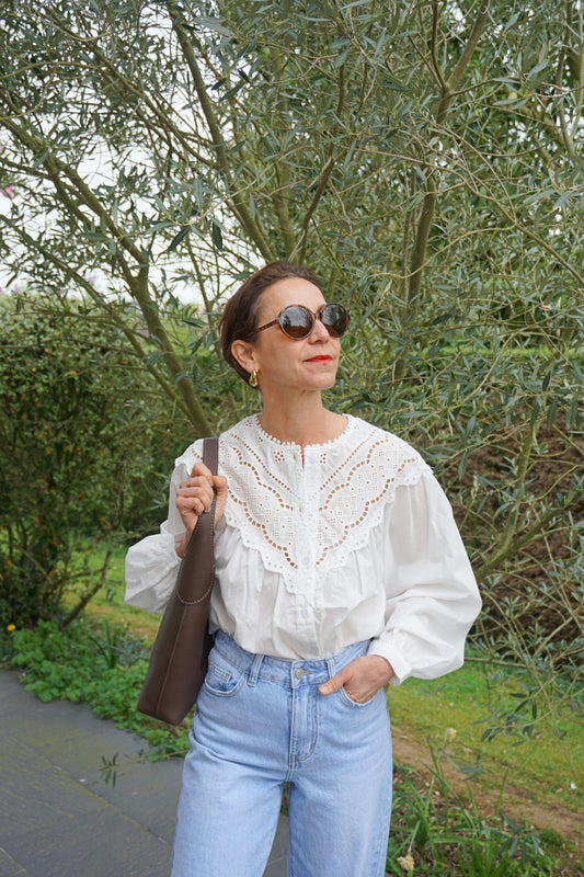 Blouse blanche broderie coton