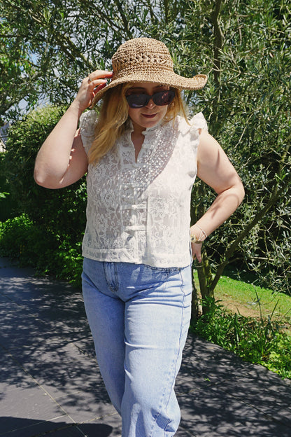 Blouse blanche col mao