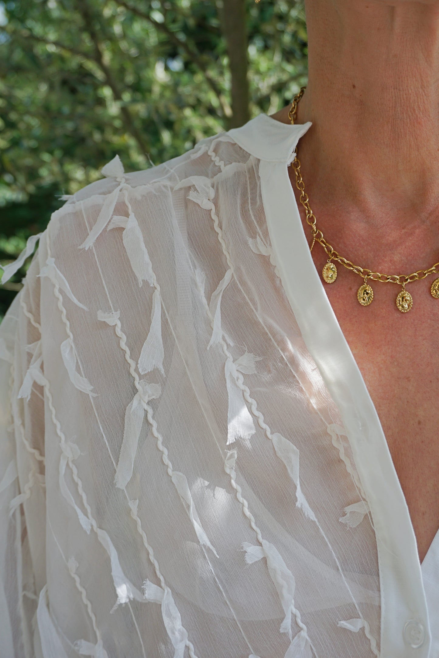 Blouse écru fluide effet plumes