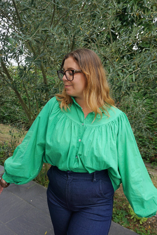 Blouse fluide coton verte