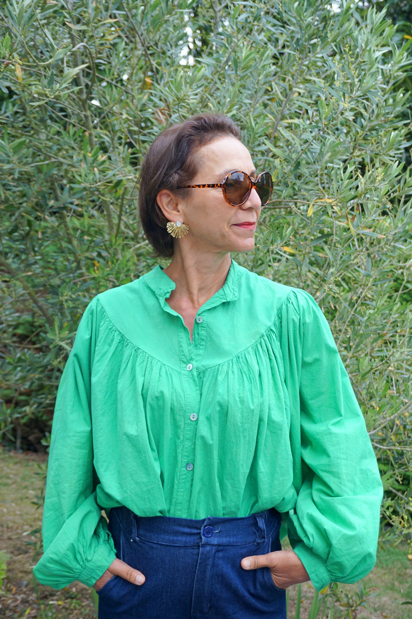 Blouse fluide coton verte