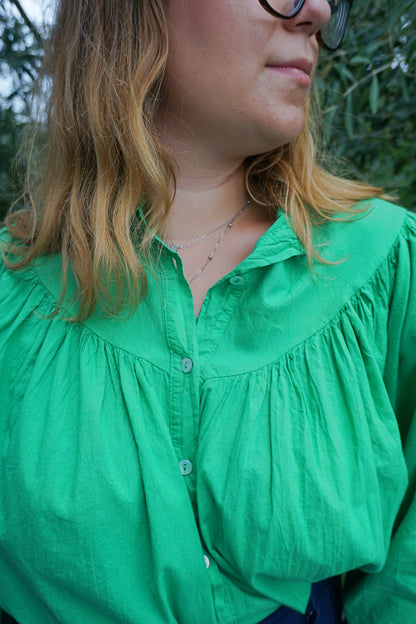 Blouse fluide coton verte