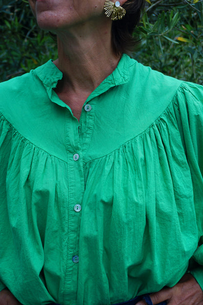 Blouse fluide coton verte