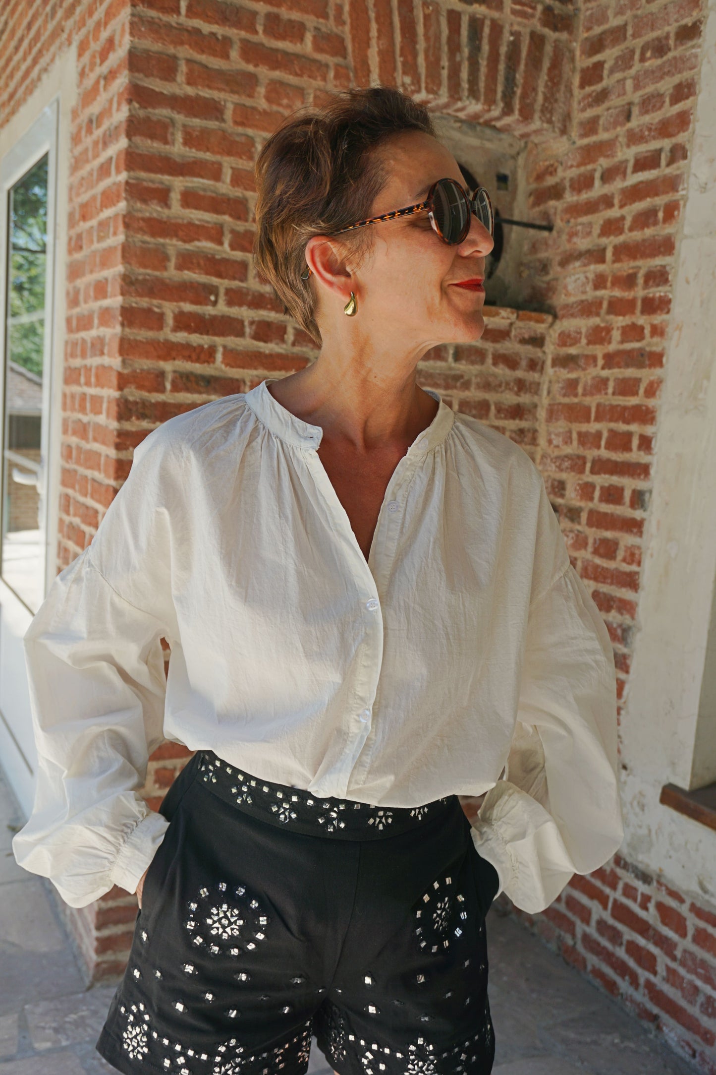 Blouse fluide crème coton