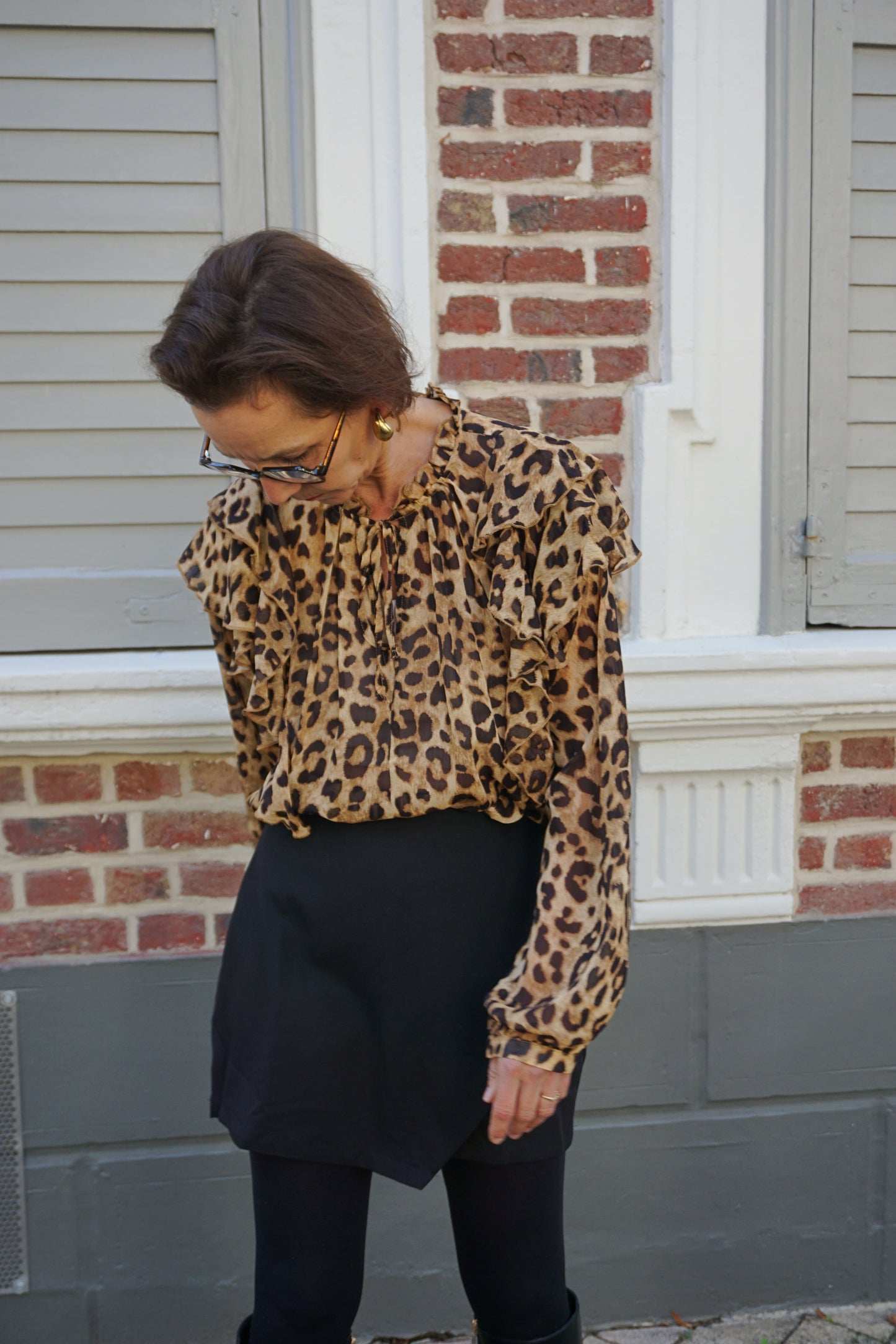 Blouse fluide léopard volants avec soie