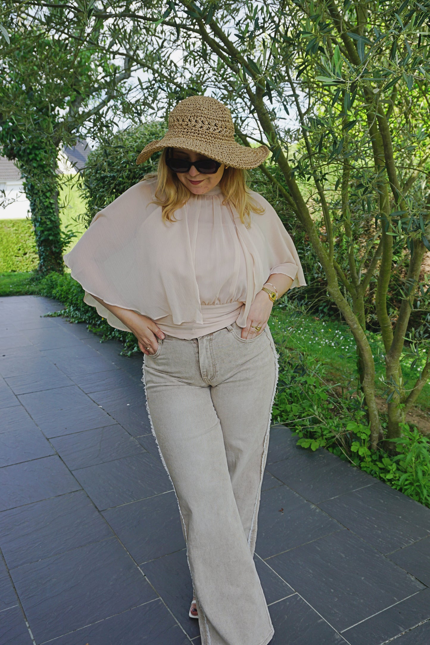Blouse cape vieux rose