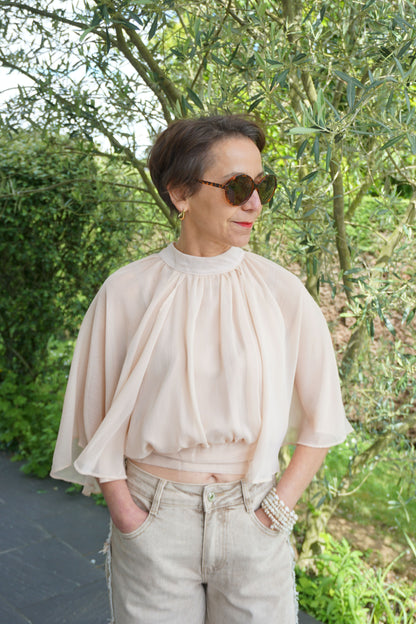 Blouse cape vieux rose