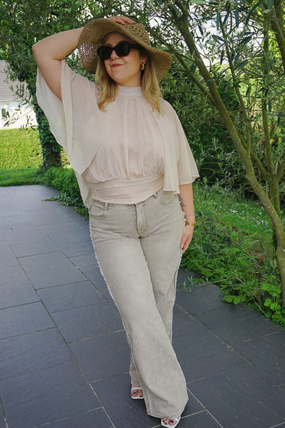 Blouse cape vieux rose