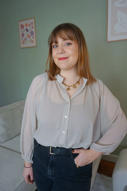 Blouse transparente crème