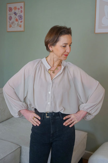 Blouse transparente crème