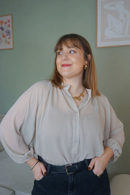 Blouse transparente crème