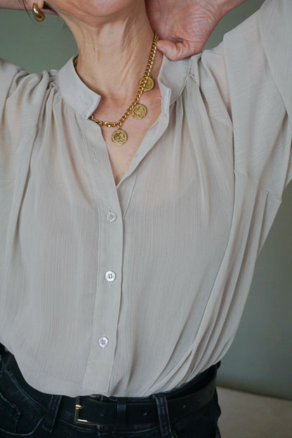 Blouse transparente crème